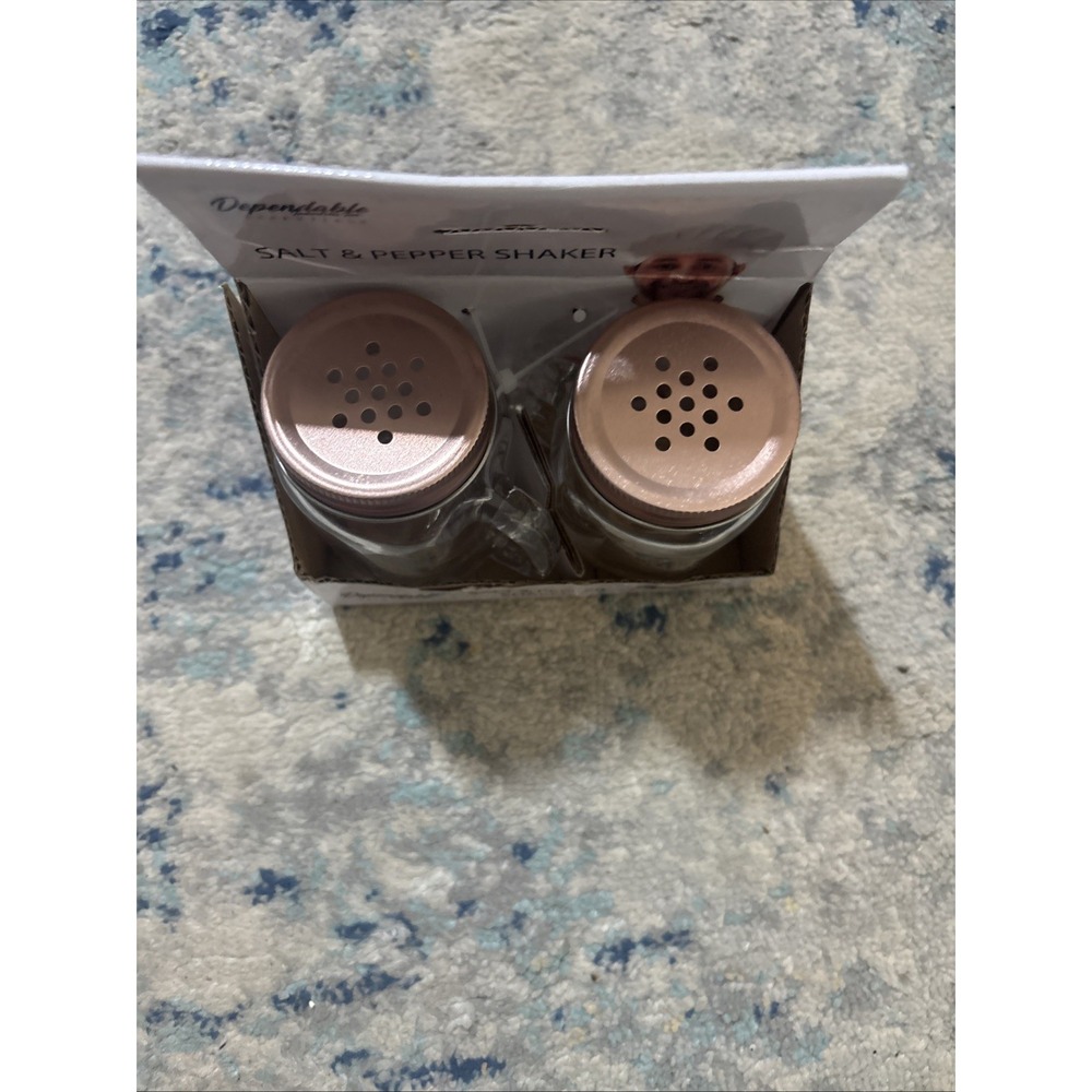 Dependable Industries Mason Jar Salt Pepper Shaker Set with Copper Lids New - Picture 2 of 4